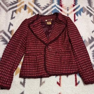 Tory Burch tweed blazer burgundy